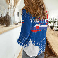 Personalized Slovakia Coat of Arms Women Casual Shirt Map Flag Style