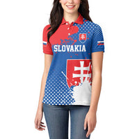 Personalized Slovakia Coat of Arms Women Polo Shirt Map Flag Style