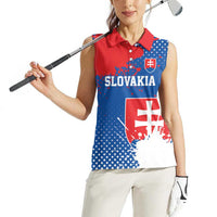 Personalized Slovakia Coat of Arms Women Sleeveless Polo Shirt Map Flag Style
