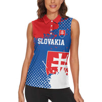 Personalized Slovakia Coat of Arms Women Sleeveless Polo Shirt Map Flag Style