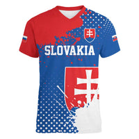 Personalized Slovakia Coat of Arms Women V-Neck T-Shirt Map Flag Style