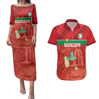 Custom Guadelope Football Couples Matching Puletasi and Hawaiian Shirt Basse Terre Red Style