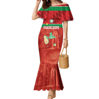 Custom Guadelope Football Family Matching Mermaid Dress and Hawaiian Shirt Basse Terre Red Style