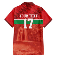 Custom Guadelope Football Family Matching Off The Shoulder Long Sleeve Dress and Hawaiian Shirt Basse Terre Red Style