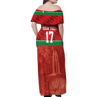 Custom Guadelope Football Family Matching Off Shoulder Maxi Dress and Hawaiian Shirt Basse Terre Red Style
