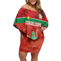 Custom Guadelope Football Family Matching Off Shoulder Short Dress and Hawaiian Shirt Basse Terre Red Style