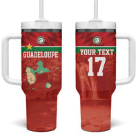 Custom Guadelope Football Tumbler With Handle Basse Terre Red Style