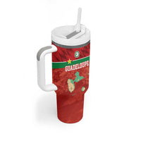 Custom Guadelope Football Tumbler With Handle Basse Terre Red Style