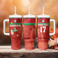 Custom Guadelope Football Tumbler With Handle Basse Terre Red Style