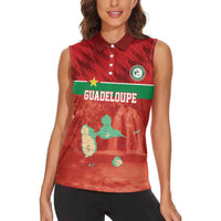 Custom Guadelope Football Women Sleeveless Polo Shirt Basse Terre Red Style