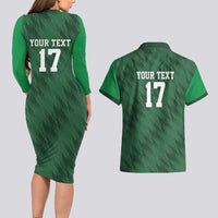 Custom Guadelope Football Couples Matching Long Sleeve Bodycon Dress and Hawaiian Shirt Basse Terre Green Style