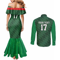 Custom Guadelope Football Couples Matching Mermaid Dress and Long Sleeve Button Shirt Basse Terre Green Style