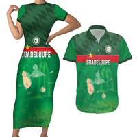 Custom Guadelope Football Couples Matching Short Sleeve Bodycon Dress and Hawaiian Shirt Basse Terre Green Style
