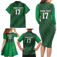 Custom Guadelope Football Family Matching Long Sleeve Bodycon Dress and Hawaiian Shirt Basse Terre Green Style