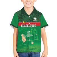 Custom Guadelope Football Family Matching Off The Shoulder Long Sleeve Dress and Hawaiian Shirt Basse Terre Green Style