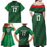 Custom Guadelope Football Family Matching Off Shoulder Maxi Dress and Hawaiian Shirt Basse Terre Green Style