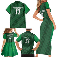 Custom Guadelope Football Family Matching Short Sleeve Bodycon Dress and Hawaiian Shirt Basse Terre Green Style