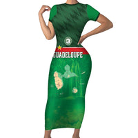 Custom Guadelope Football Family Matching Short Sleeve Bodycon Dress and Hawaiian Shirt Basse Terre Green Style