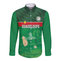 Custom Guadelope Football Long Sleeve Button Shirt Basse Terre Green Style