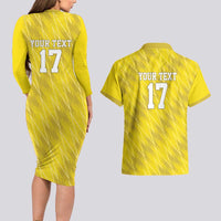 Custom Guadelope Football Couples Matching Long Sleeve Bodycon Dress and Hawaiian Shirt Basse Terre Yellow Style