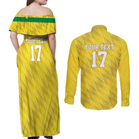 Custom Guadelope Football Couples Matching Off Shoulder Maxi Dress and Long Sleeve Button Shirt Basse Terre Yellow Style