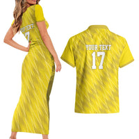 Custom Guadelope Football Couples Matching Short Sleeve Bodycon Dress and Hawaiian Shirt Basse Terre Yellow Style