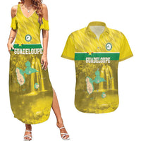 Custom Guadelope Football Couples Matching Summer Maxi Dress and Hawaiian Shirt Basse Terre Yellow Style