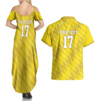 Custom Guadelope Football Couples Matching Summer Maxi Dress and Hawaiian Shirt Basse Terre Yellow Style