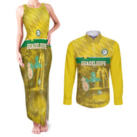 Custom Guadelope Football Couples Matching Tank Maxi Dress and Long Sleeve Button Shirt Basse Terre Yellow Style
