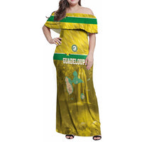Custom Guadelope Football Family Matching Off Shoulder Maxi Dress and Hawaiian Shirt Basse Terre Yellow Style