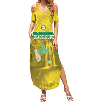 Custom Guadelope Football Family Matching Summer Maxi Dress and Hawaiian Shirt Basse Terre Yellow Style