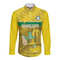Custom Guadelope Football Long Sleeve Button Shirt Basse Terre Yellow Style