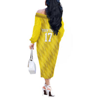 Custom Guadelope Football Off The Shoulder Long Sleeve Dress Basse Terre Yellow Style