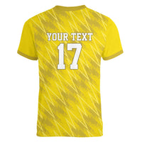 Custom Guadelope Football Women V-Neck T-Shirt Basse Terre Yellow Style