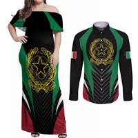 Italian Republic Couples Matching Off Shoulder Maxi Dress and Long Sleeve Button Shirt Simple Coat of Arms