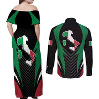 Italian Republic Couples Matching Off Shoulder Maxi Dress and Long Sleeve Button Shirt Simple Coat of Arms