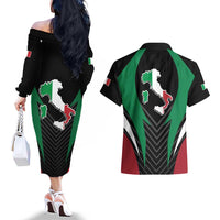 Italian Republic Couples Matching Off The Shoulder Long Sleeve Dress and Hawaiian Shirt Simple Coat of Arms