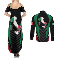 Italian Republic Couples Matching Summer Maxi Dress and Long Sleeve Button Shirt Simple Coat of Arms