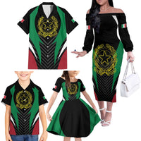 Italian Republic Family Matching Off The Shoulder Long Sleeve Dress and Hawaiian Shirt Simple Coat of Arms