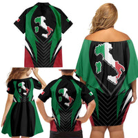 Italian Republic Family Matching Off Shoulder Short Dress and Hawaiian Shirt Simple Coat of Arms