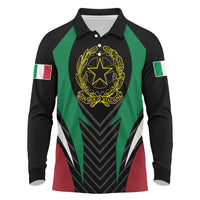 Italian Republic Long Sleeve Polo Shirt Simple Coat of Arms