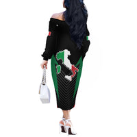 Italian Republic Off The Shoulder Long Sleeve Dress Simple Coat of Arms