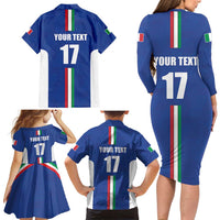 Italian Football Custom Family Matching Long Sleeve Bodycon Dress and Hawaiian Shirt Sporty Style
