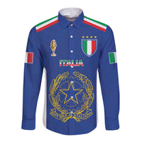 Italian Football Custom Long Sleeve Button Shirt Sporty Style