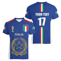 Italian Football Custom Women V-Neck T-Shirt Sporty Style