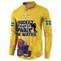 Custom Sweden Ice Hokey Go Champions Button Sweatshirt Gold Style
