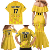 Custom Sweden Ice Hokey Go Champions Family Matching Mermaid Dress and Hawaiian Shirt Gold Style
