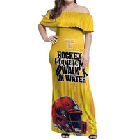 Custom Sweden Ice Hokey Go Champions Off Shoulder Maxi Dress Gold Style