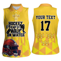 Custom Sweden Ice Hokey Go Champions Women Sleeveless Polo Shirt Gold Style