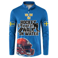 Custom Sweden Ice Hokey Go Champions Button Sweatshirt Blue Style